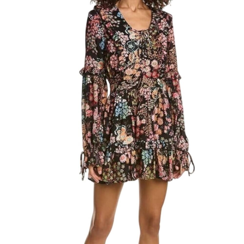 Ted Baker Dress Hendria floral-print ruffled crepe minidress size 2 (US 6) E - Picture 1 of 9